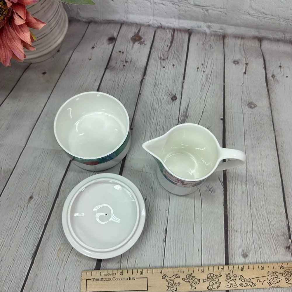 vintage 90s  Sugar Bowl w/ Lid and creamer set Exotic Garden by Mikasa